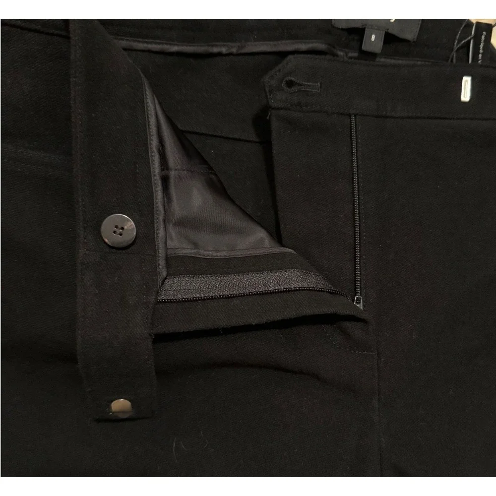 Theory Womens Black Moleskin Twill Crop Pant Straight Leg Size 8 J0804215 NWT